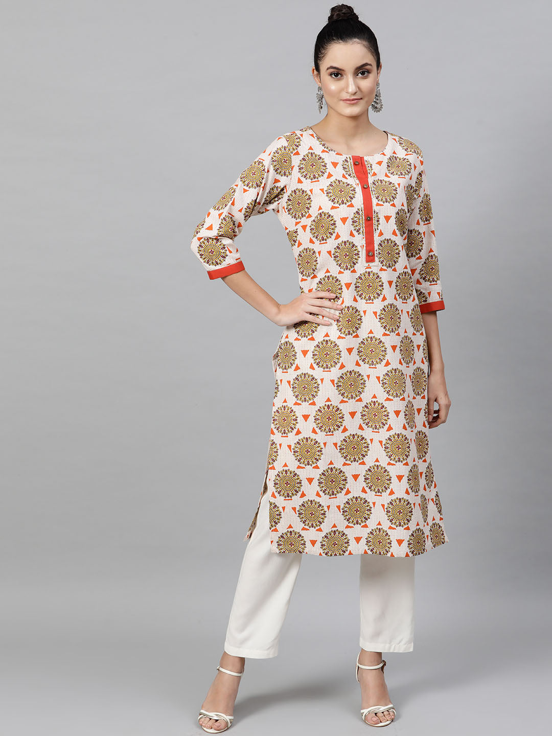 Buy Jaipur Kurti Women Navy Blue & Mustard Yellow Yoke Design Kurta With  Trousers & Dupatta - Kurta Sets for Women 7547363 | Myntra